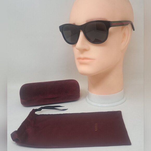 Gucci Men's Sunglasses Black Green Polarized Rectangle GG0003S 52mm 52-21-145